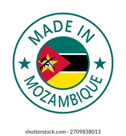 Mozambique Made in Stamp in circle with flag Vector template on white background