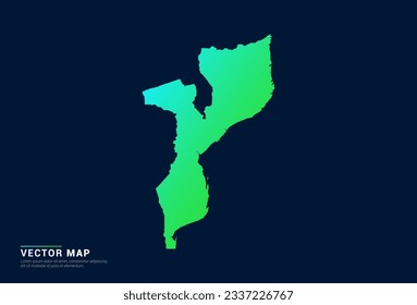 Mozambique map of abstract gradient green blue concept with technology light effect vector.