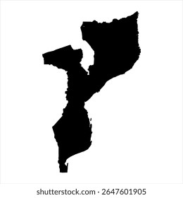 Mozambique Map - black World Map International vector template with High detailed isolated on white background - Vector