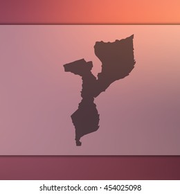 Mozambique map. Blurred background with silhouette of Mozambique map. Vector silhouette of Mozambique map