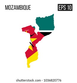 Mozambique map border with flag vector EPS10