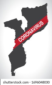 Mozambique map with Coronavirus warning illustration