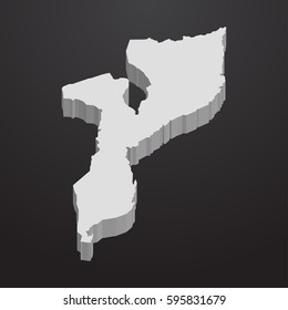 Mozambique map in gray on a black background 3d