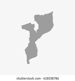 Mozambique map in gray on a white background