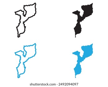 Mozambique map icon black and white vector outline sign