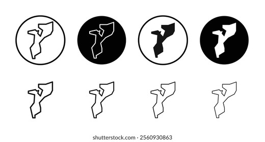 Mozambique map icon Flat outline fill set collection