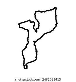 Mozambique map icon linear logo mark in black and white