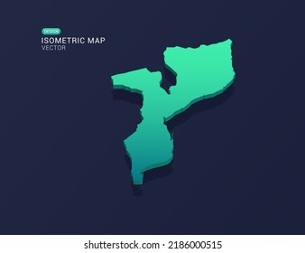 Mozambique map of isometric green gradient vector illustration.