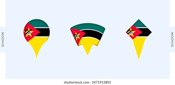 Mozambique Map Markers Set. Perfect for projects related to Mozambique, travel, geography, and international representation. Vector collection.