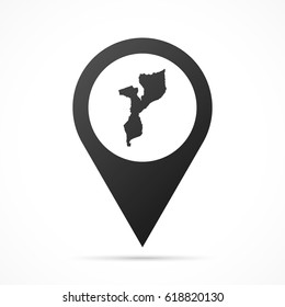 Mozambique Map on location pin. Map pointer isolated on a white background.
Conceptual vector illustration.