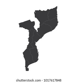 Mozambique map on white background vector, Mozambique Map Outline Shape Black on White Vector Illustration, High detailed black illustration map -Mozambique.