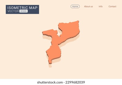Mozambique map orange with isometric vector.