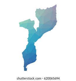  Mozambique map - polygonal design  Vector illustration eps 10.