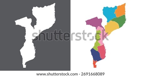 Mozambique map set. Map of Mozambique in set with multicolor