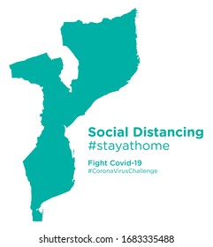 Mozambique map with Social Distancing stayathome tag
