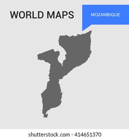 Mozambique Map vector. country border map.