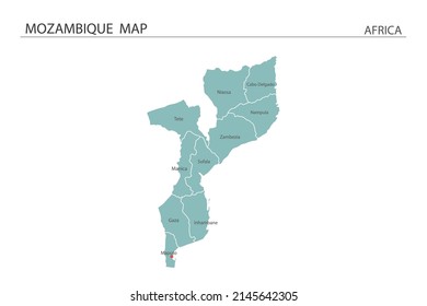 Mozambique map vector illustration on white background. Map have all province and mark the capital city of Mozambique. 