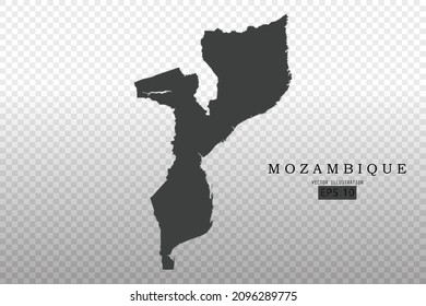 Mozambique Map - World Map International vector template with High detailed including black and grey outline color isolated on transparent background - Vector illustration eps 10