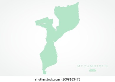 Mozambique Map - World Map International vector template with High detailed including green and white outline color isolated on white background - Vector illustration eps 10