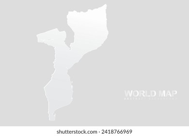 Mapa de Mozambique - Plantilla de vector del Mapa Mundial con Alto detalle incluyendo color de gradiente blanco y gris y color de contorno blanco aislado en fondo gris - Ilustración vectorial eps 10