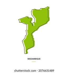 Mozambique Outline Map with Green Colour. Modern Simple Line Cartoon Design - EPS 10 Vector