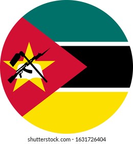 Mozambique round flag icon vector graphics design. Perfect for backgrounds, backdrop, sticker, icon, sign, symbol, label, badge and wallpapers.