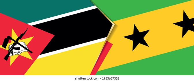 Mozambique and Sao Tome and Principe flags, two vector flags symbol of relationship or confrontation.