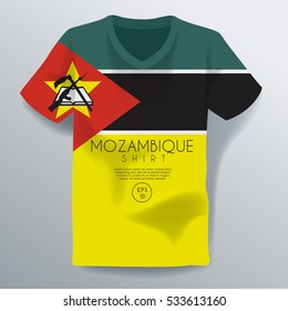 Mozambique Shirt : National Shirt Template : Vector Illustration