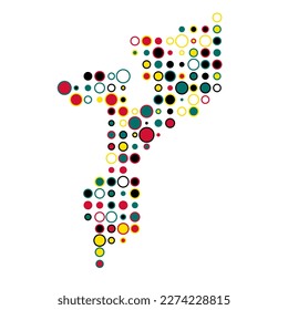 Mozambique Silhouette Pixelated pattern map illustration