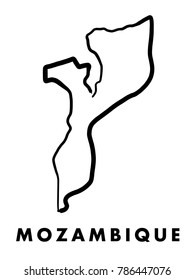 Mozambique simple map outline - smooth simplified country shape map vector.