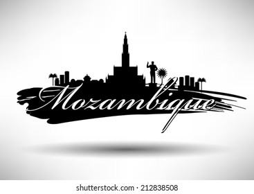 Mozambique Skyline with Typography Design