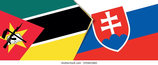 Mozambique and Slovakia flags, two vector flags symbol of relationship or confrontation.