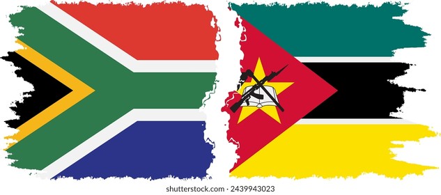 Mozambique and South Africa grunge flags connection, vector