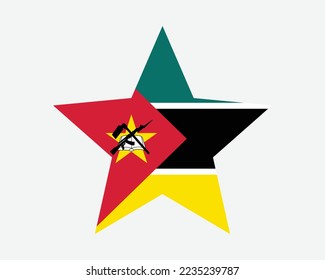 Mozambique Star Flag. Mozambican Star Shape Flag. Republic of Mozambique Country National Banner Icon Symbol Vector Flat Artwork Graphic Illustration