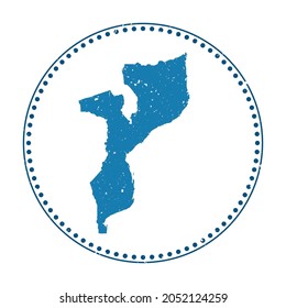 Mozambique sticker. Travel rubber stamp with map of country, vector illustration. Can be used as insignia, logotype, label, sticker or badge of Mozambique.