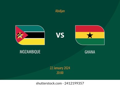 Mozambique vs Ghana football scoreboard broadcast template for soccer africa tournament 2023