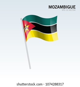 Mozambique waving flag isolated on gray background