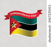 Mozambique Wavy Flag Independence Day Banner Background
