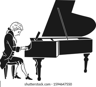 Mozart plays his Concerto on the piano