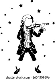 Mozart plays a melody on the violin