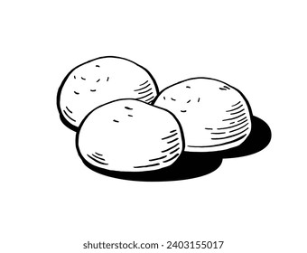 Mozzarella cheese balls for restaurant menus Packaging Vector Hand drawn