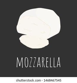 Mozzarella cheese cartoon style vector icon.