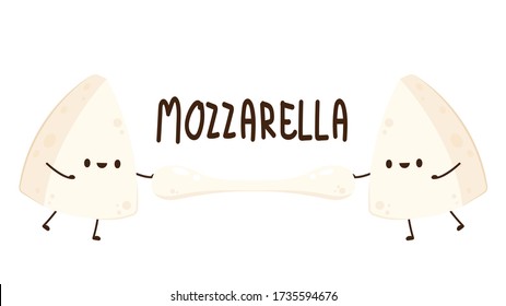 Mozzarella cheese character design. Mozzarella cheese on white background.
