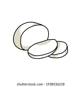 mozzarella cheese doodle icon, vector illustration