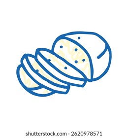 mozzarella cheese food slice doodle icon sketch vector. mozzarella cheese food slice sign. isolated symbol illustration