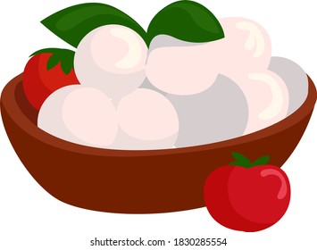 Mozzarella, ilustración, vector sobre fondo blanco
