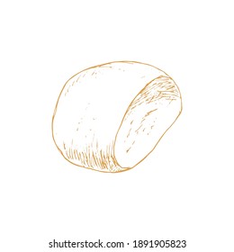 Mozzarella cheese isolated on white background. Dairy products. Vintage style design. Template for postcard, banner, poster, web design, menu. Hand Drawn vector illustration.