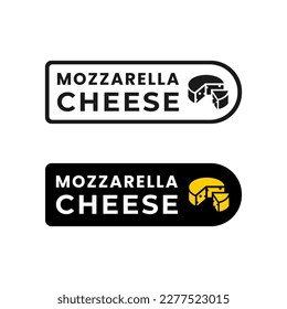 Mozzarella cheese label or Mozzarella cheese mark vector isolated in flat style. Mozzarella cheese sign for packaging design element. Mozzarella cheese stamp for product packaging design element.