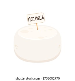 Queso de Mozzarella de fondo blanco.
