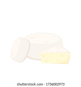 Mozzarella cheese on white background.